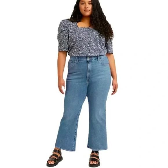 18W Levi's 90s High Waisted Crop Flare Jeans - Picture 1 of 9